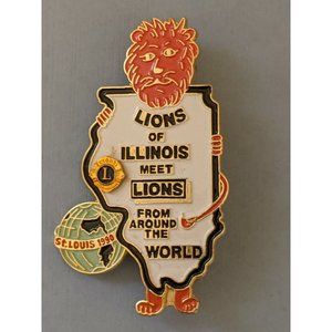 1990 Illinois St. Louis Meet Lions Around the World Lions Club Enameled Pin